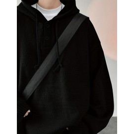 Songxier Men's Casual Hooded Sweater - Cozy Knit Pullover with Kangaroo Pocket, Solid Color, Perfect for Fall/Winter
