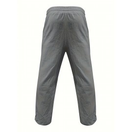 [Trusted] Men's Casual Cotton Linen Pants with Multi-Button Detail - Loose Fit, Solid Color, Perfect for Beach & Summer