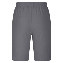 1pc Men'S Casual Linen Blend Shorts - Solid Color, Drawstring Elastic Waist, Breathable Slight Stretch Fabric, Loose Fit Beach Shorts