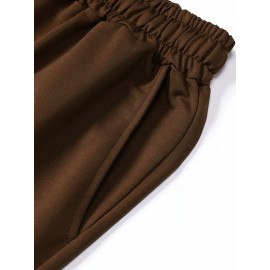 Men's Casual Rock Print Drawstring Shorts - Breathable Polyester, Pockets Included, Machine Washable