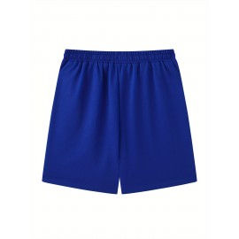 Men's Casual Rock Print Drawstring Shorts - Breathable Polyester, Pockets Included, Machine Washable