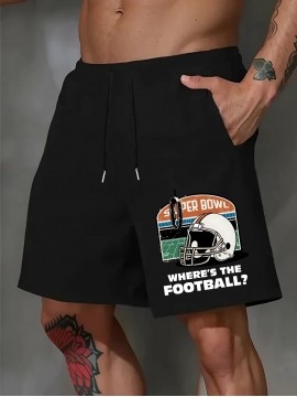 Men's Casual Drawstring Shorts - Comfy Polyester, Printed Design for Summer Sports & Beach Wear